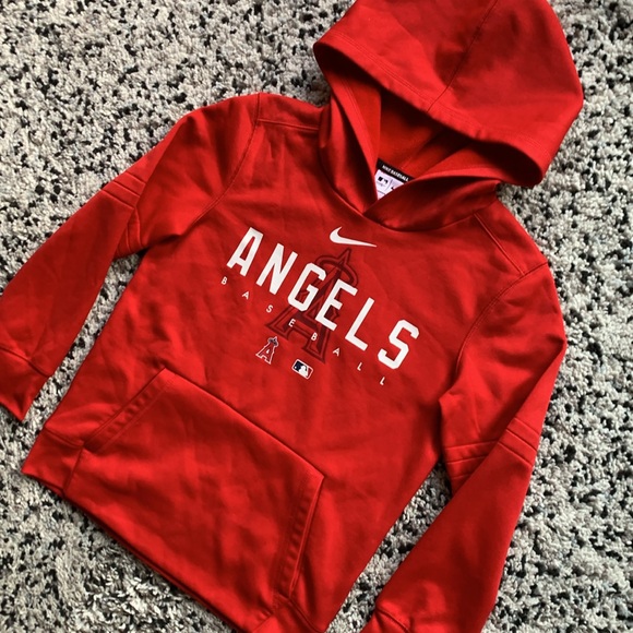Nike Baseball Anaheim Angels Spellout Graphic Therma-Fit Hoodie Red Youth Small - Picture 3 of 15